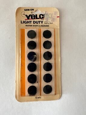 Vintage 1988 Velcro Sew-On Light Duty Black Fasteners 6 Sets Style 350-010